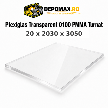 Plexiglas transparent 0100 PMMA turnat 20 x 2030 x 3050 mm